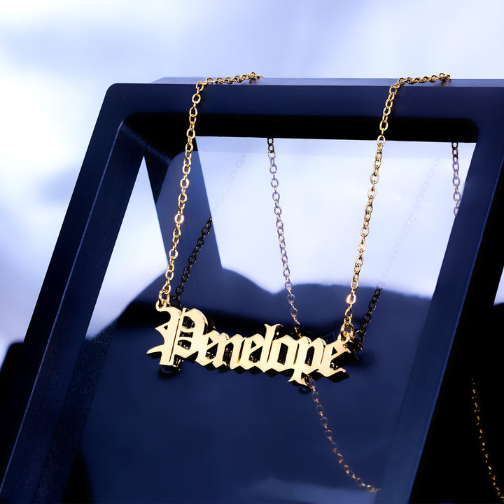 Personalized Gothic Single Nameplate Necklace