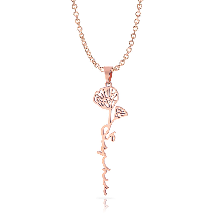 Personalized Birth Flower Single Name Necklace
