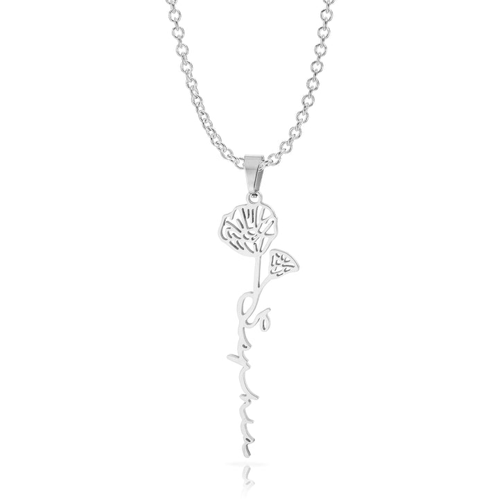 Personalized Birth Flower Single Name Necklace