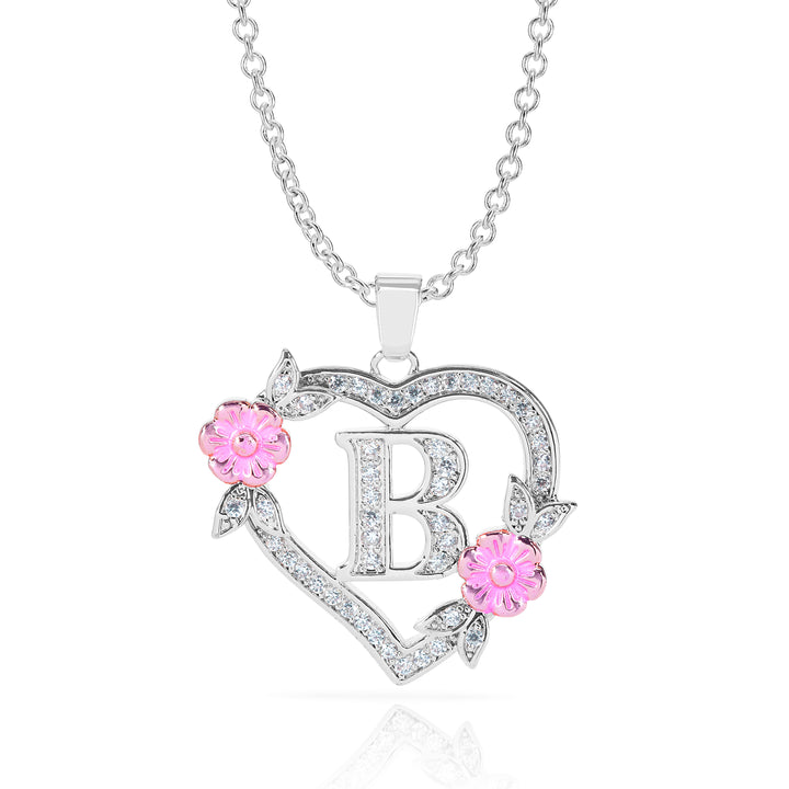 Personalized Blossom Heart Initial Pendant
