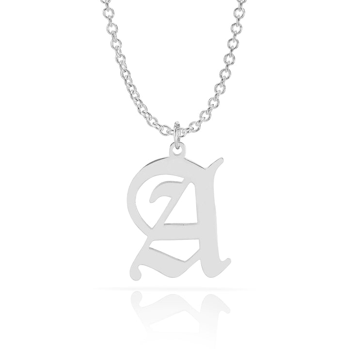 Personalized Gothic Initial Single Nameplate Necklace