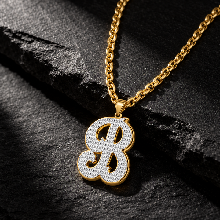 Double Initial Necklace with Beading