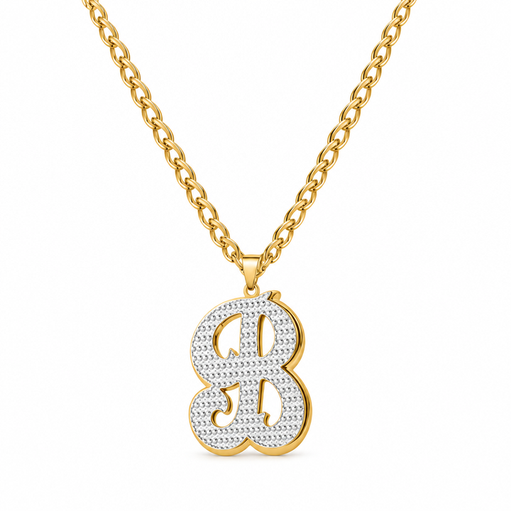 Double Initial Necklace with Beading