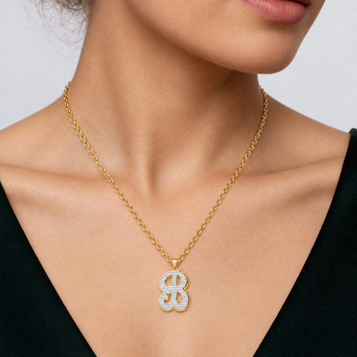 Double Initial Necklace with Beading