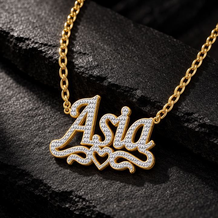 Double Name Necklace with Beading