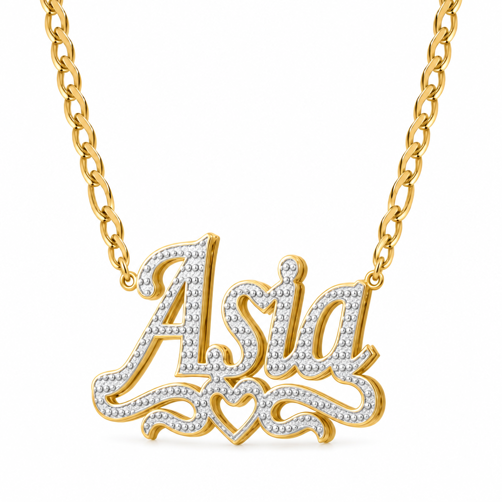 Double Name Necklace with Beading