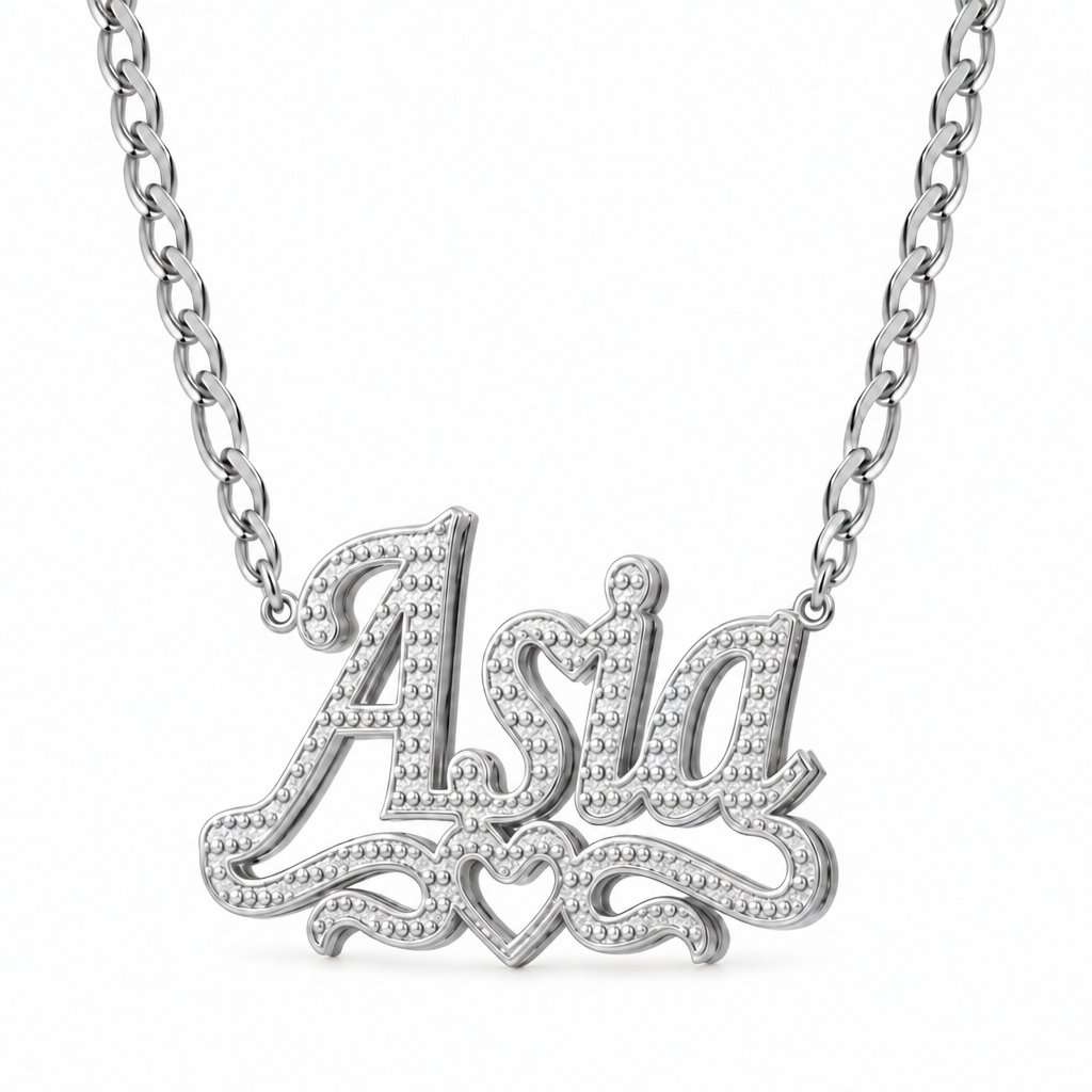 Double Name Necklace with Beading
