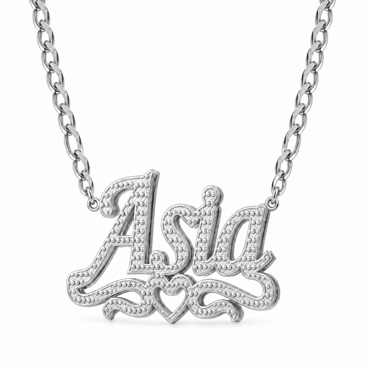 Double Name Necklace with Beading