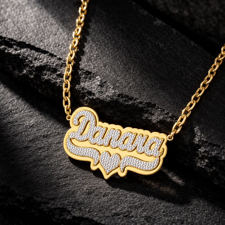 Personalized Double Name Necklace with Beading