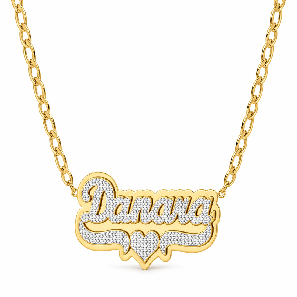 Personalized Double Name Necklace with Beading