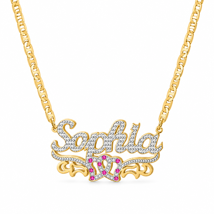 Double Name Necklace with Beading