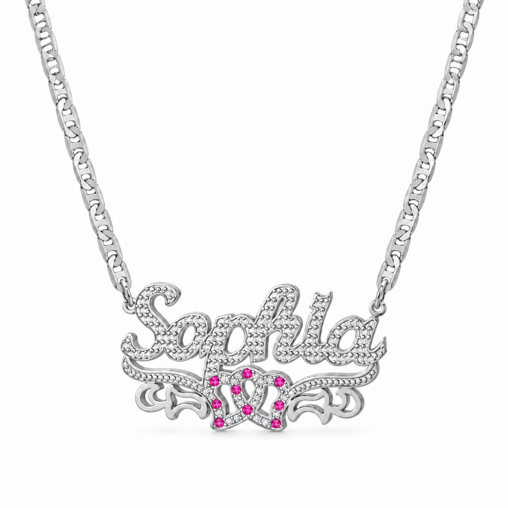 Double Name Necklace with Beading