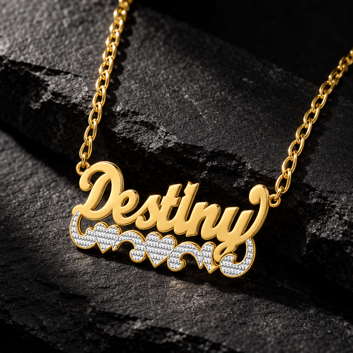 Double Name Necklace with Beading