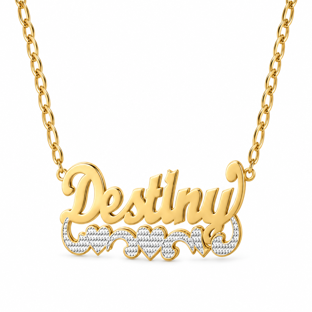 Double Name Necklace with Beading
