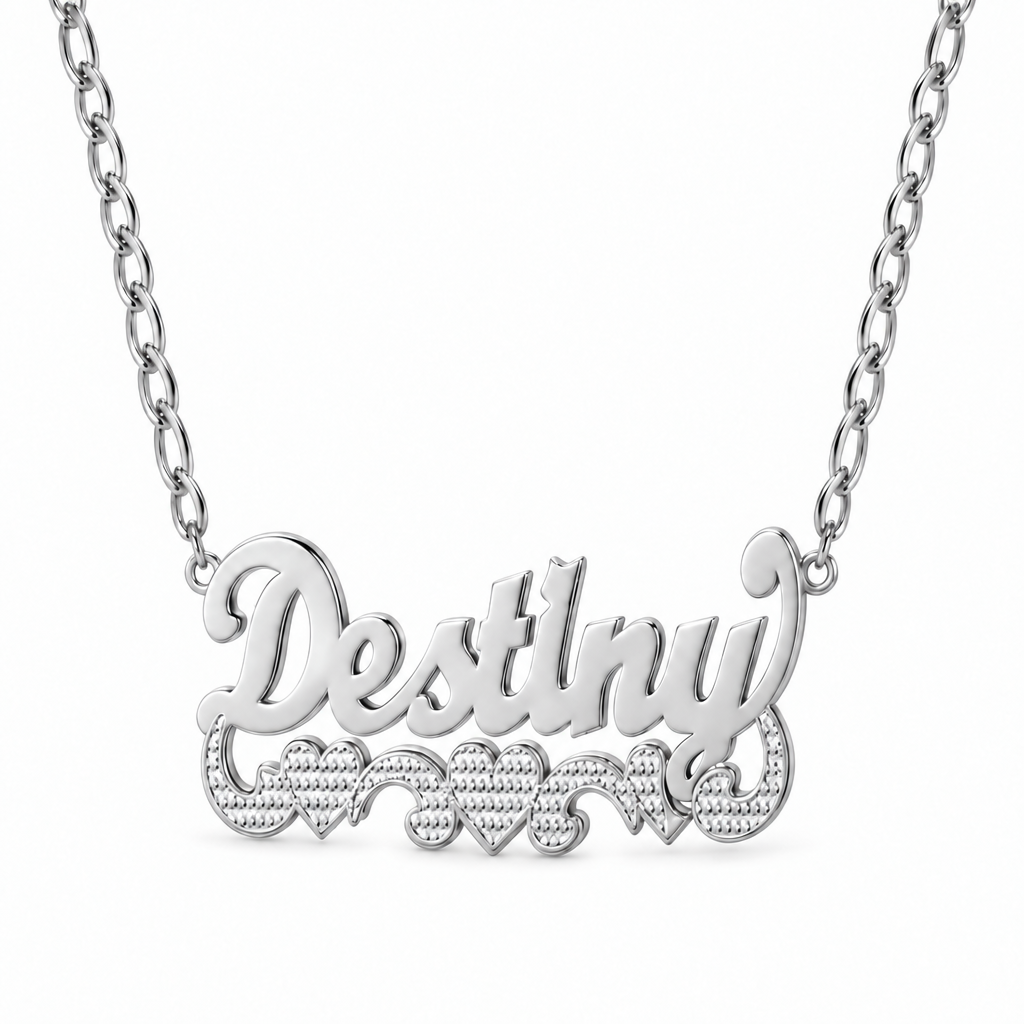 Double Name Necklace with Beading