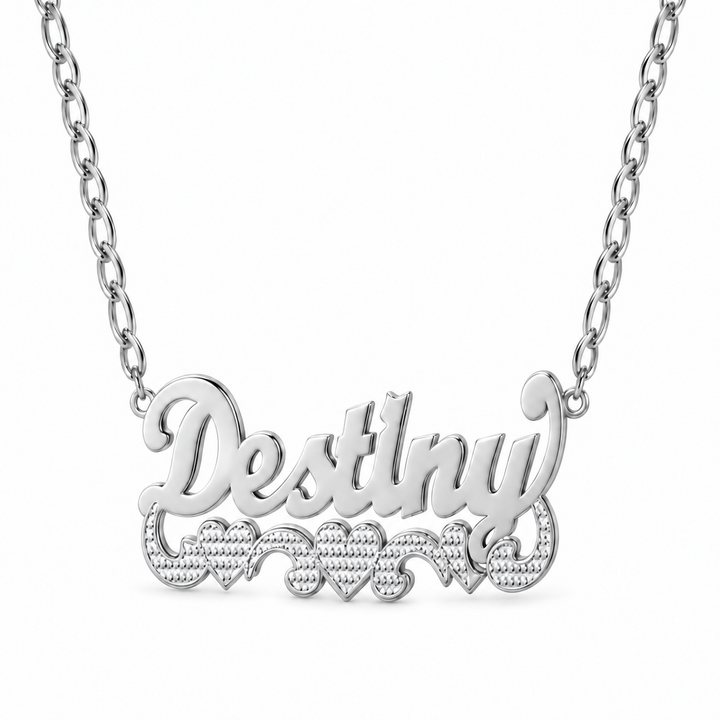 Double Name Necklace with Beading