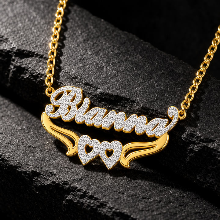 Personalized Double Name Necklace with Beading