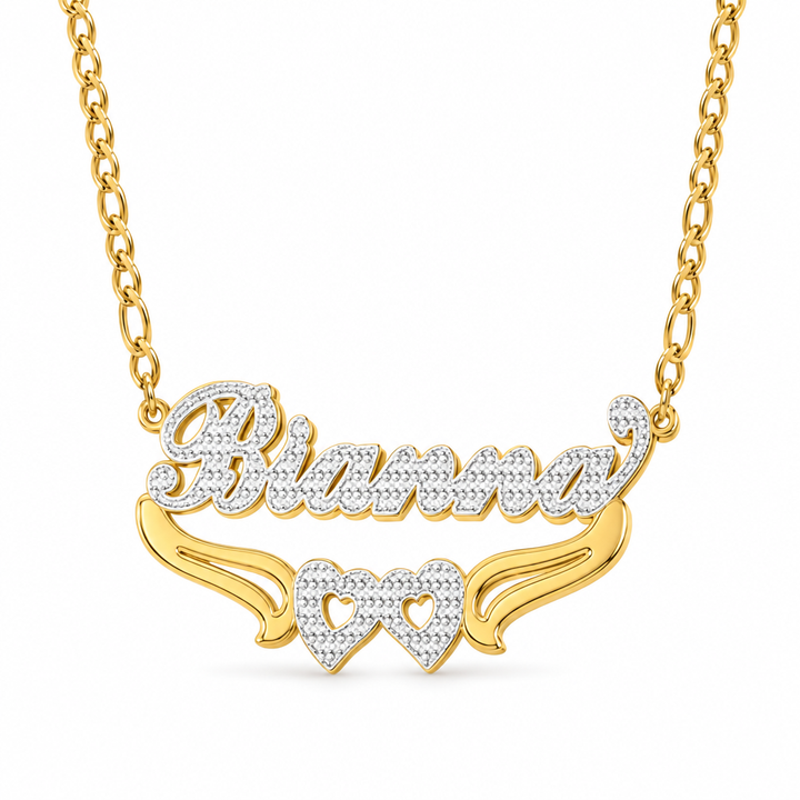 Personalized Double Name Necklace with Beading