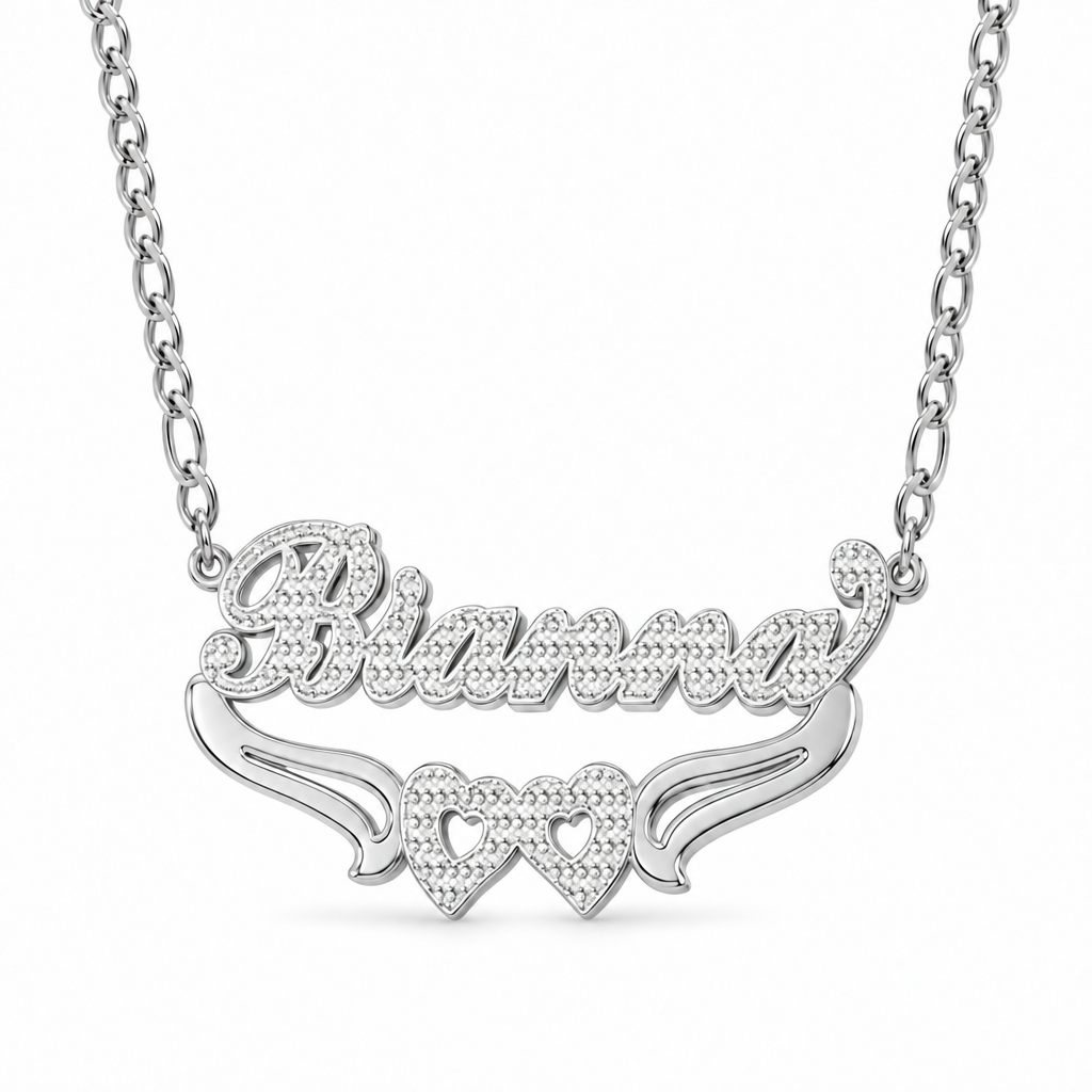 Personalized Double Name Necklace with Beading