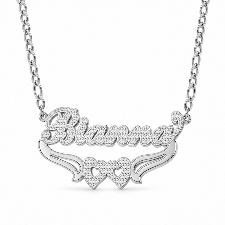 Personalized Double Name Necklace with Beading