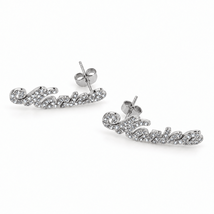 Name Iced out Post Earrings