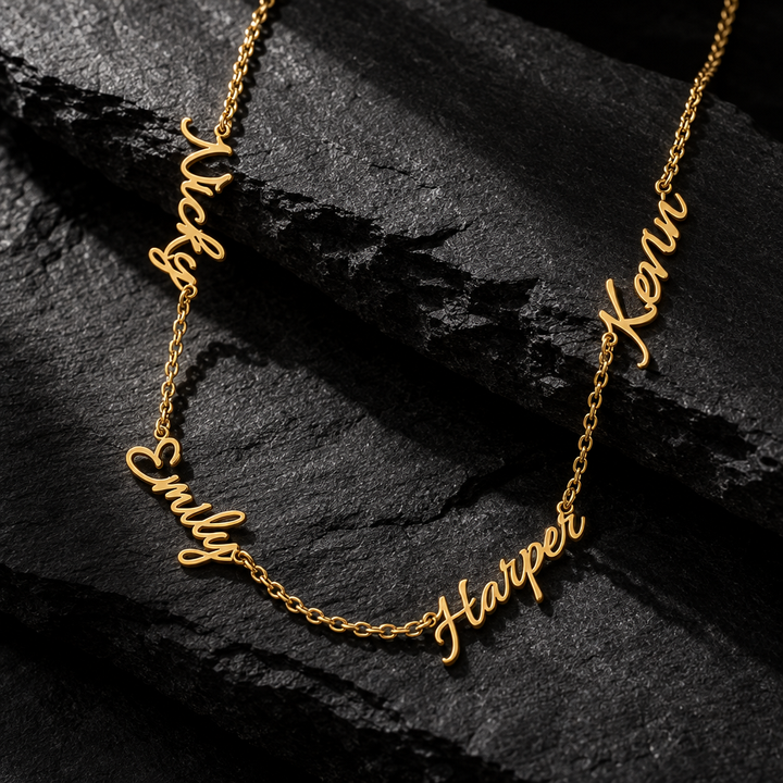 Personalized Multiple Names Single Nameplate Necklace