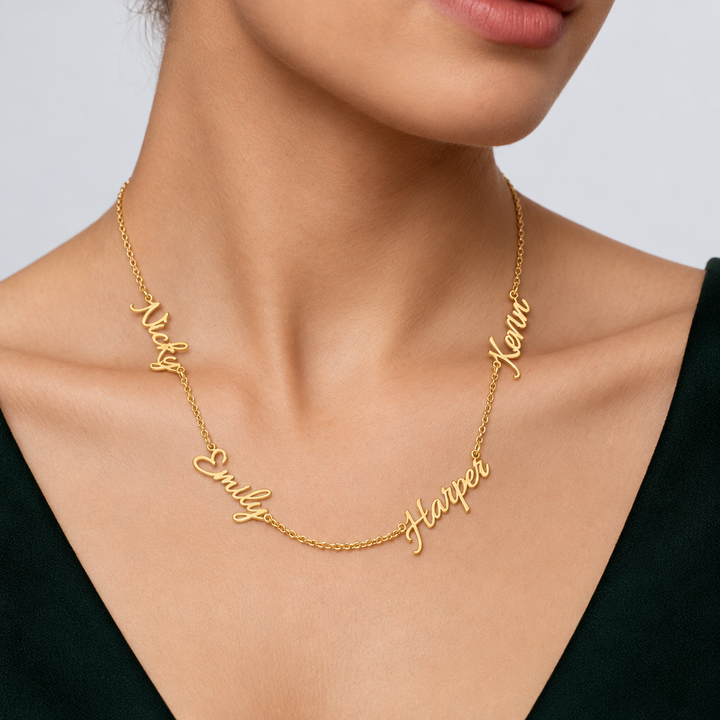 Personalized Multiple Names Single Nameplate Necklace