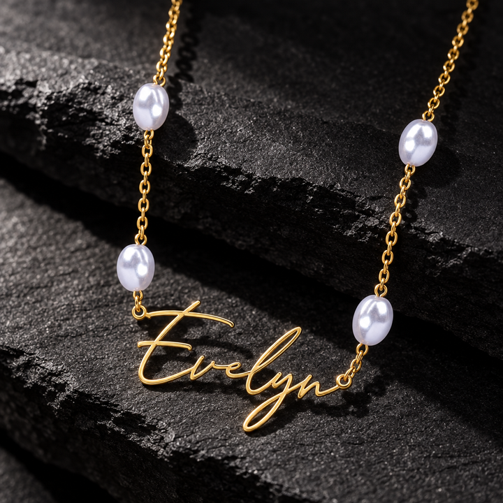 Personalized Name Necklace with Freshwater Pearls