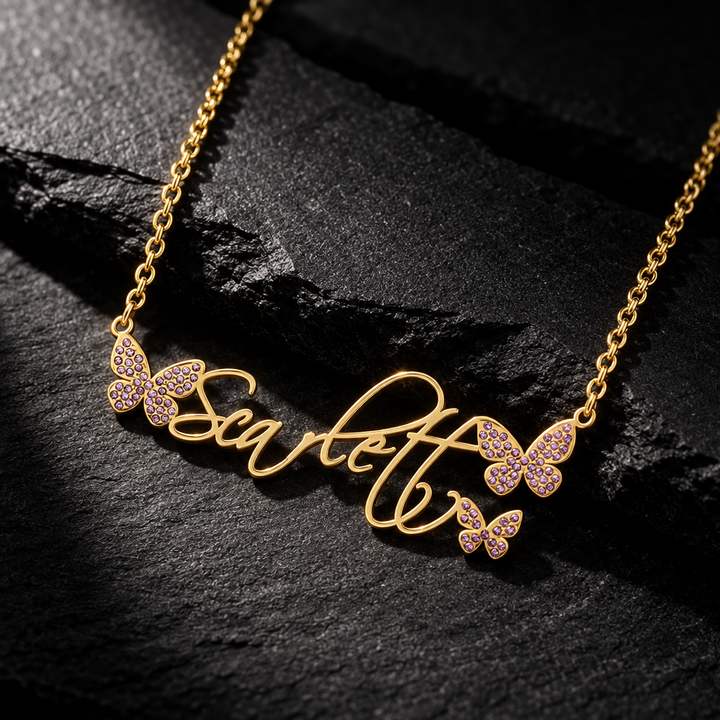 Personalized Butterfly Name Necklace