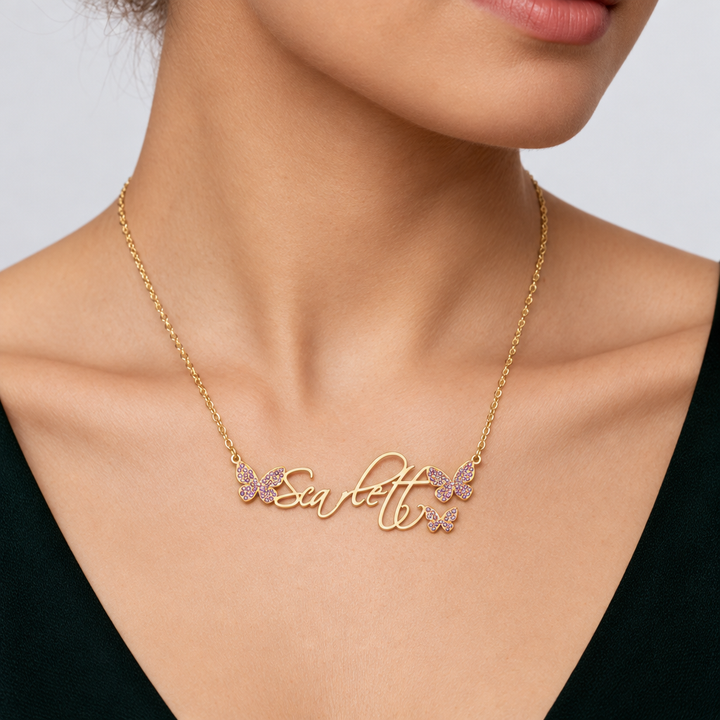 Personalized Butterfly Name Necklace