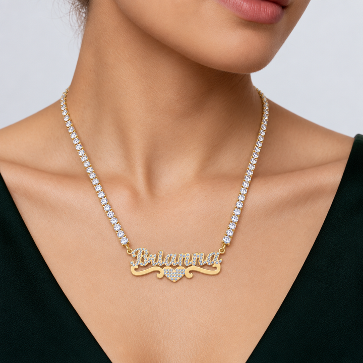Custom Name Necklace with CZ Zirconia