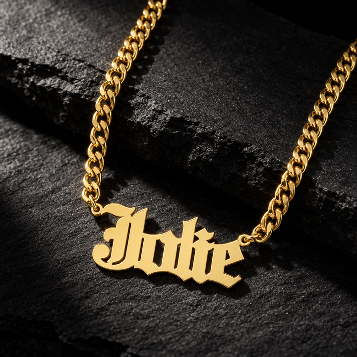Personalized Gothic Single Nameplate Necklace