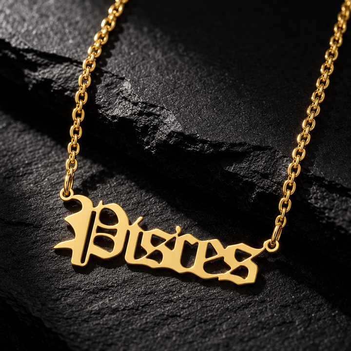 Personalized Gothic Single Nameplate Necklace