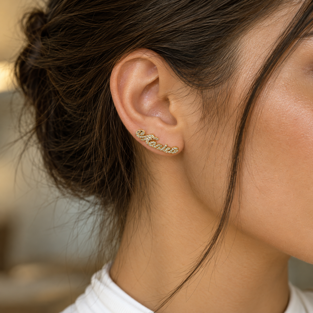 Name Iced out Post Earrings