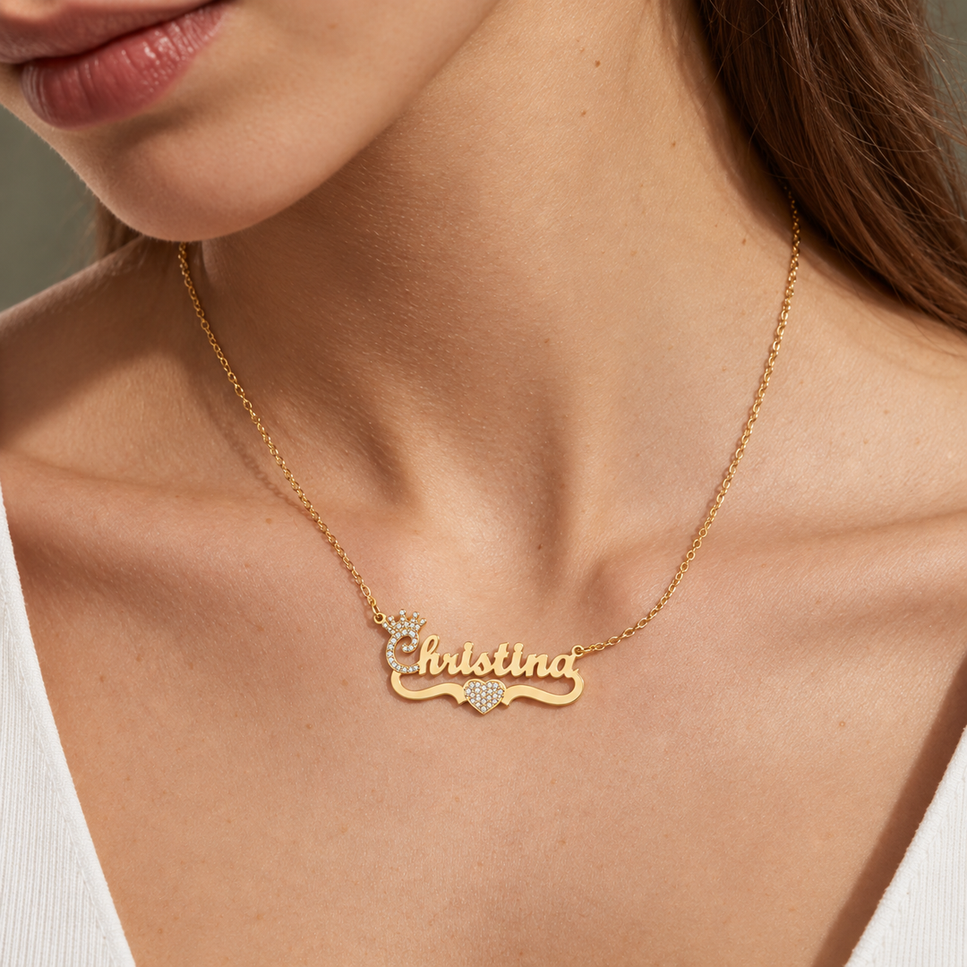 Personalized Crown Single  Name Necklace
