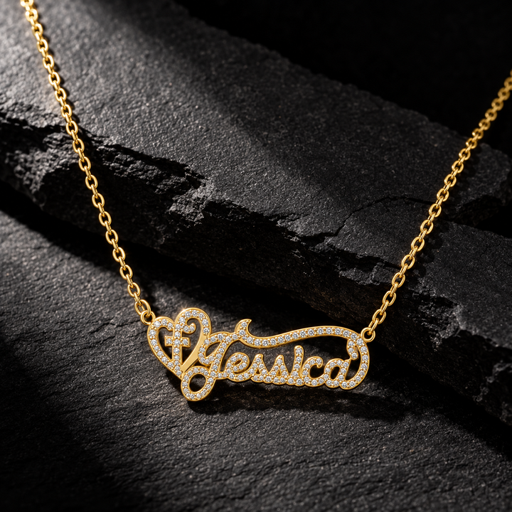 Personalized Single Cross Name Necklace